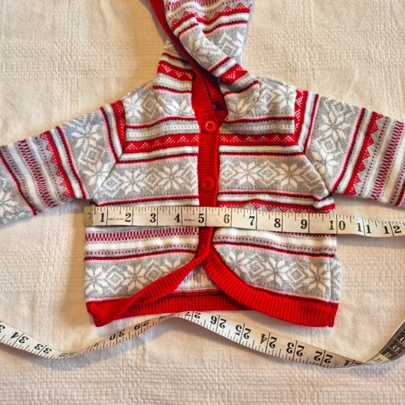 Gymboree girls size 3-6 months button up fair isle hooded cardigan VGUC - Picture 3 of 6